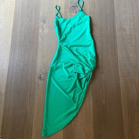 Edit By Nine Cocktail Solid Ruched Waist Front Midi Women's Dress(Size S) - Picture 3 of 13